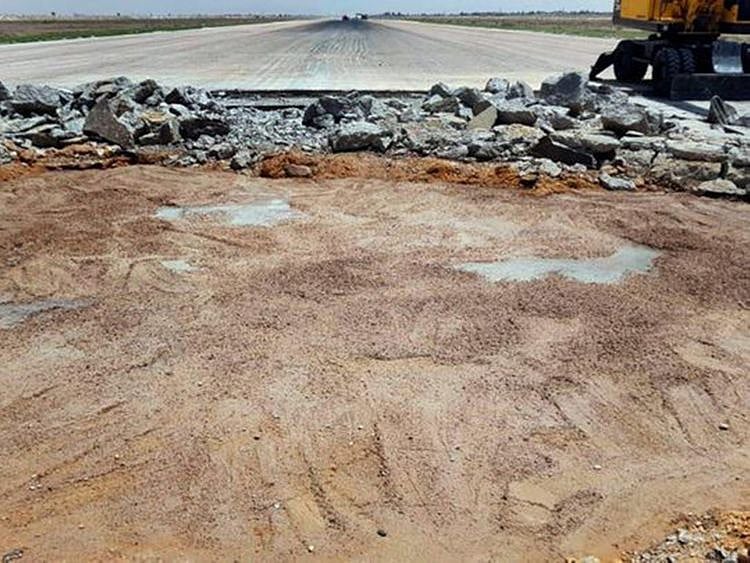 The damaged Aleppo airport during an Israel attack in September 2022.
