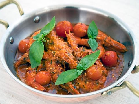 Gamberi Alla Marinara or shrimps in tomato sauce 