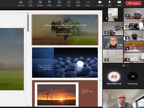 Still from a virtual session on climate change organised by the Academy 