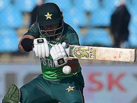Pakistan's Imam-ul-Haq plays a shot during the third One-Day International against New Zealand in Karachi on Wednesday.