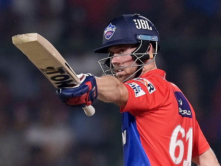 Delhi Capitals' Phil Salt celebrates after scoring a half-century