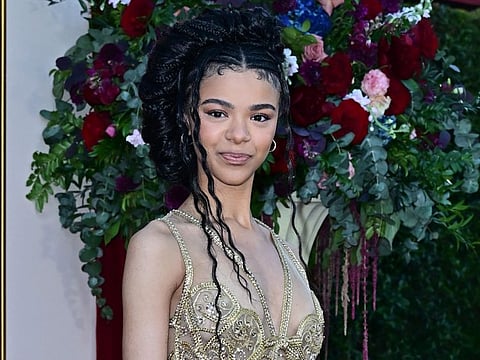 English actress India Amarteifio at the premiere of "Queen Charlotte: A Bridgerton Story," at the Regency Village Theatre in Los Angeles, California, on April 26, 2023. (Photo by Frederic J. BROWN / AFP)