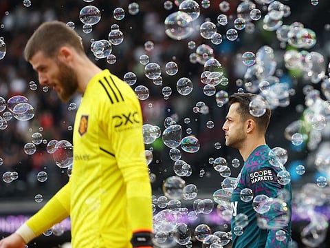 Manchester United's David de Gea and West Ham United's Lukasz Fabianski before the match.