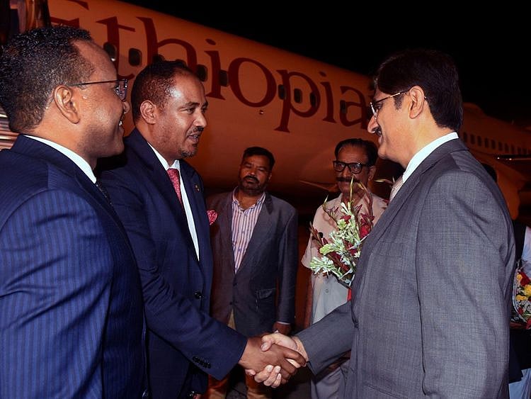 The inaugural flight from Addis Ababa and Ethiopian State Minister for Foreign Affairs received a warm welcome by Pakistani officials on May 9, 2023.