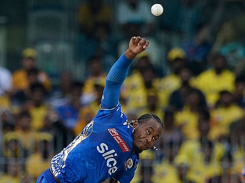 Mumbai Indians' Jofra Archer delivers a ball during the Indian Premier League match against Chennai Super Kings.