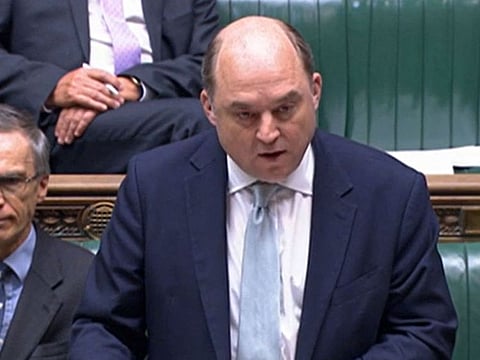 A video grab from footage broadcast by the UK Parliament's Parliamentary Recording Unit (PRU) shows Britain's Defence Secretary Ben Wallace making a statement on Ukraine, to the House of Commons in London on May 11, 2023. 