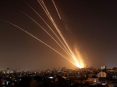 Rockets are fired from Gaza City towards Israel, on May 10, 2023.  