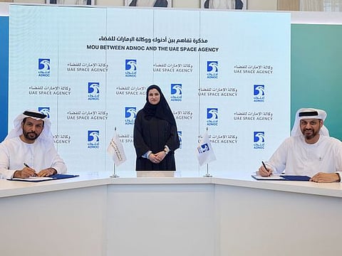 UAE Space Agency and Adnoc officials enter into a new agreement to collaborate on the use of satellite technology in the energy sector. 