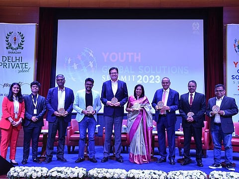 Students and other delegates at the closing ceremony of the three-day Summit at Sharjah Chamber of Commerce and Industries on Sunday