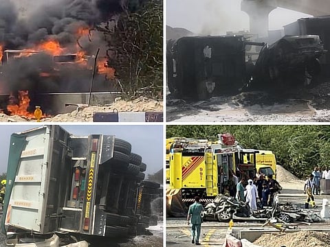 Investigations revealed that the truck driver, an Arab national, was exceeding the speed limit and the verhicle was carrying excess of goods than permitted.