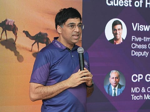 Five-time World Chess Champion and Deputy President, FIDE, Viswanathan Anand, at the Global Chess League launch in Dubai. 