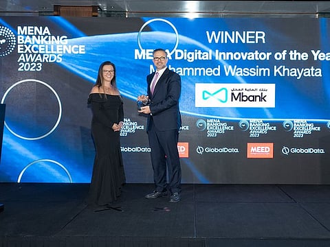 Mohammed Wassim Khayata, CEO of Al Maryah Community Bank receiving the award    