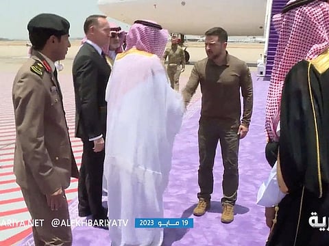 Ukraine President Volodymyr Zelensky arrived in Jeddah on Friday. 