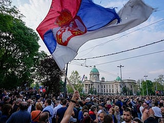 Photos: Tens of thousands gather in Belgrade protest over mass shootings 