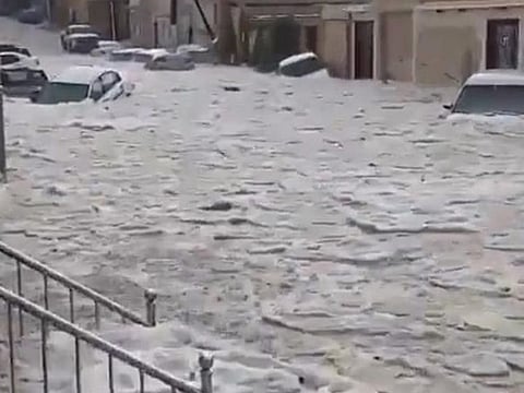 Khamis Mushait governorate in the Asir region experienced heavy hail on Friday.