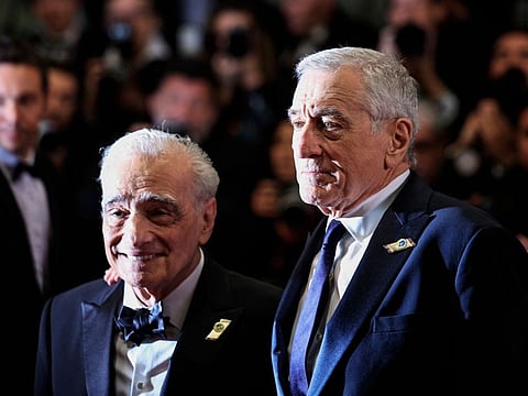 (From L) US director Martin Scorsese and US actor Robert De Niro pose after the screening of the film "Killers of the Flower Moon" during the 76th edition of the Cannes Film Festival in Cannes