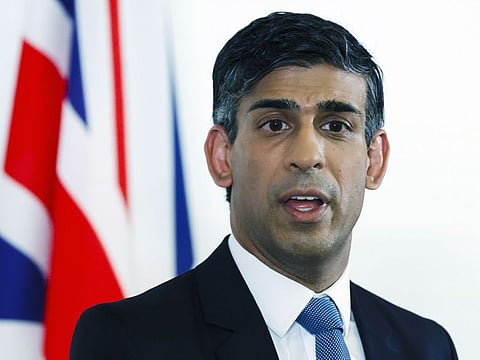 Rishi Sunak, UK prime minister, attends a news conference following the Group of Seven (G-7) leaders summit in Hiroshima, Japan, on Sunday, May 21, 2023.