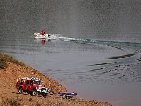 Portuguese authorities from the Judicial Police (PJ) criminal investigation unit work during new search operation amid the investigation into the disappearance of Madeleine McCann (Maddie) in the Arade dam area, in Silves, Portugal, on 23 May, 2023.  