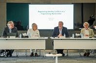 Participants at the processes of International Negotiation Conference organised by the Anwar Gargash Diplomatic Academy in Abu Dhabi