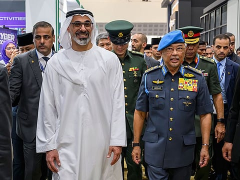Sheikh Khaled bin Mohamed bin Zayed Al Nahyan (left) alongside His Majesty King Al-Sultan Abdullah Sultan Ahmed Shah