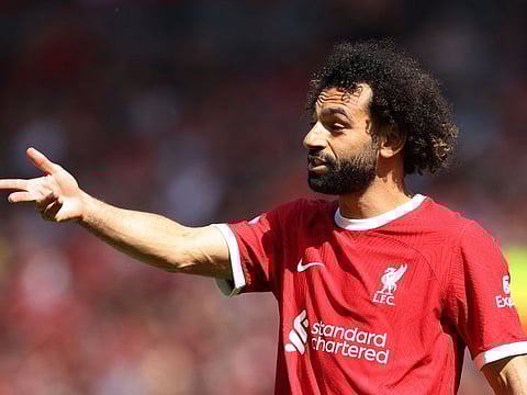 Liverpool's Mohamed Salah reacts during a match. The Egyptian star feels devastated after missing the chance to be in the Champions League next season.