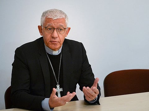 Strasbourg Archbishop Luc Ravel speaks during a press conference on November 22, 2018.