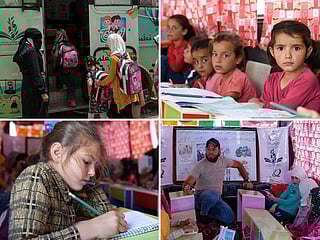 Photos: Children in quake-hit Syria learn in buses turned classrooms
