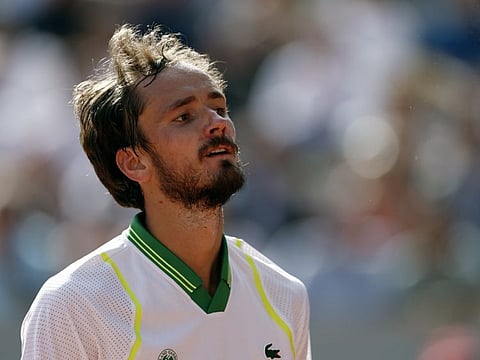 Russia's Daniil Medvedev reacts during his first round match against Brazil's Thiago Seyboth Wild on Tuesday.