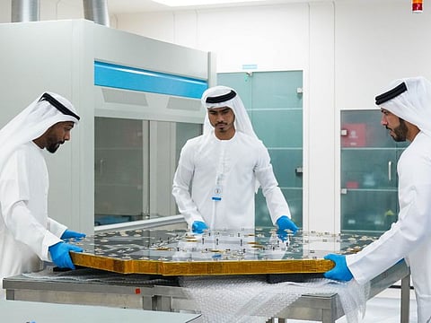 New components of MBZ-Sat manufactured for the first time in the UAE by Strata Manufacturing was integrated at the Mohammed Bin Rashid Space Centre (MBRSC) in Dubai. These components are premium-grade aluminium honeycomb panels to protect the satellite from extreme temperatures and radiation.