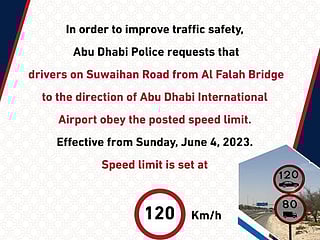 Abu Dhabi reduces maximum speed on Sweihan Road to 120 kilometres per hour
