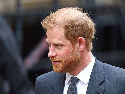 Britain's Prince Harry, Duke of Sussex, leaves the High Court in London, Britain.