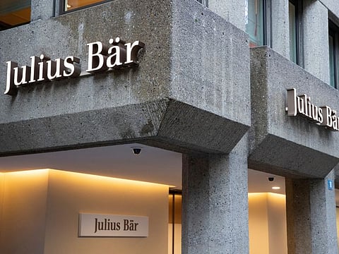 The logo of Swiss private bank Julius Baer at its headquarters in Zurich, Switzerland February 2, 2022. 