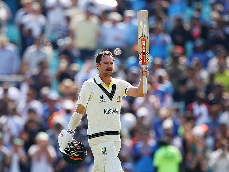 Australia's Travis Head celebrates his century