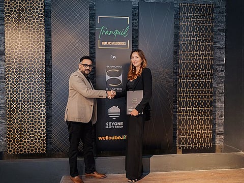 Karthik Ramachandran, CEO of Wellcube.Life, and Diana Magariu, CEO of Key One Realty Group at Tranquil Wellness Residences in Dubai