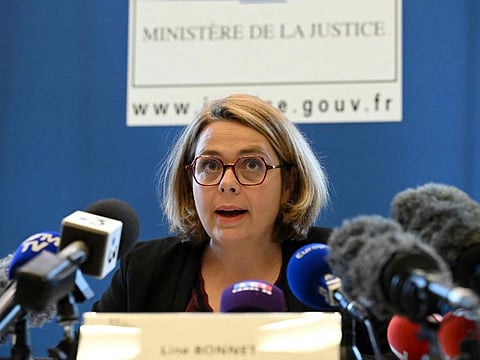 French Prosecutor Line Bonnet speaks during a press conference in Annecy on June 10, 2023.