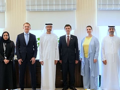 During the meeting, Mohammed bin Hadi Al Husseini reaffirmed the UAE's commitment to growing its friendly relations and cooperative efforts with the Russian Federation.