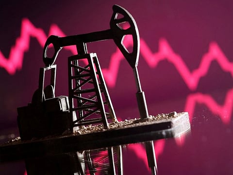 The dollar is on track for its biggest weekly drop since January, making oil cheaper for most buyers.