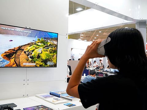 The metaverse of Sharjah's attractions was accessible via headsets at the emirate's Guest of Honour pavilion at the event