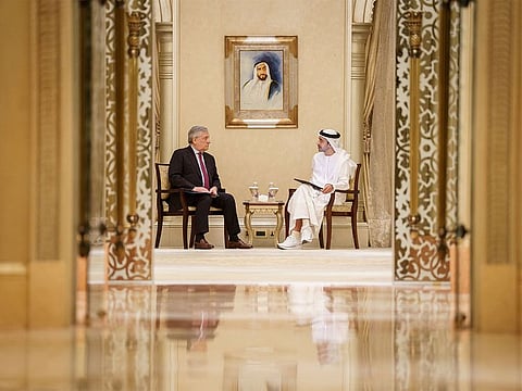 Sheikh Abdullah bin Zayed Al Nahyan, Minister of Foreign Affairs, and Italy's Minister of Foreign Affairs, Antonio Tajani