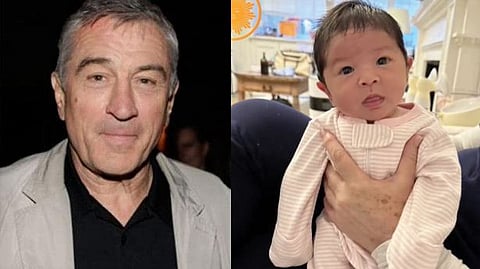 Actor Robert De Niro, 79, and his two-month-old daughter Gia Virginia.