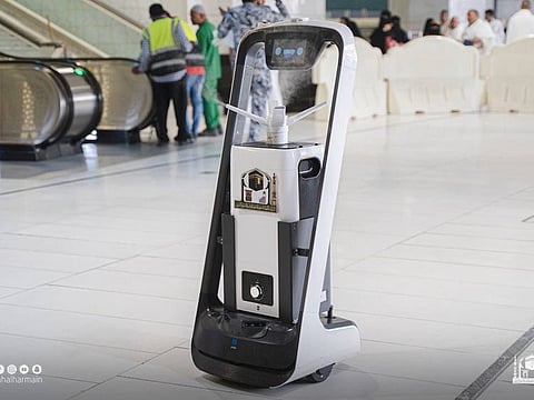 Robots introduced to answer pilgrims’ queries and help sterilise the Grand Mosque in Mecca. 