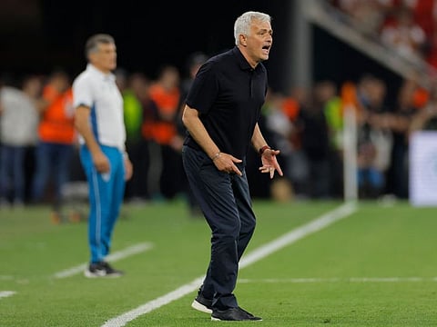 Roma's Portuguese coach Jose Mourinho reacts during the Uefa Europa League final match against Sevilla in Budapest last month.