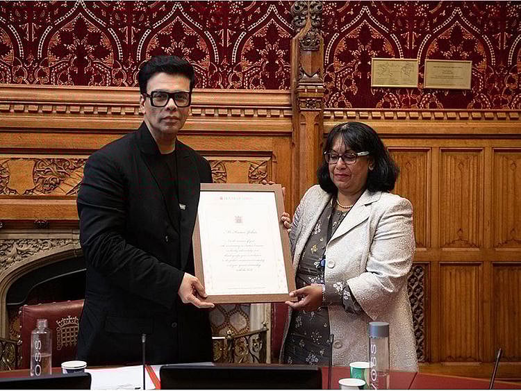 Karan Johar and Baroness Sandy Verma 