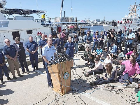 File photo: US Coast Guard Rear Adm. John Mauger, commander of the First Coast Guard District, talks to the media at Coast Guard Base Boston, in Boston. The saga of a lost Tital submersible that had gone into the depths of the ocean to see the Titanic wreckage rippled across the national and global conversation. But a far bigger disaster days earlier, the wrecking of a ship off Greece filled with migrants, didn't become a moment-by-moment worldwide focus in anywhere near the same way. 