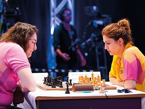 Georgian GM Bella Khotenashvili in action against Nana Dzagnidze.