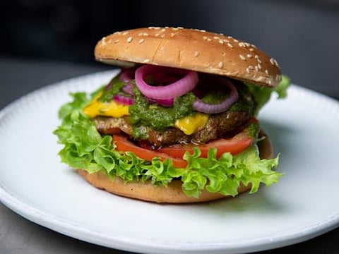 Spicy Chapli kebab burger