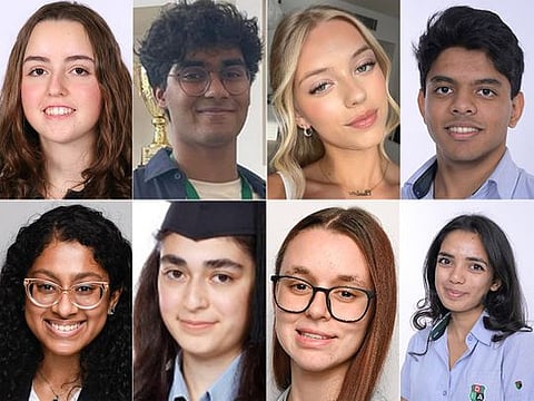 TOP ACHIEVERS (clockwise from top left): Alice Gazel, Benjamin Jobilal, Charlotte Suykens, Kshiteez Panigrahi, Naja Baumann, Prateeti Saran, Rawan Najim, and Shriya Karlapudi.