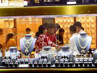 Shoppers at gold souq in Deira.  