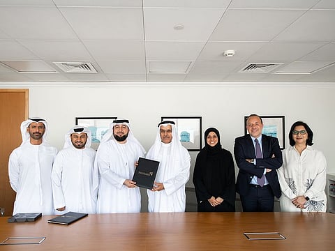 Pictured here is Humaid Al Tayer, COO Al Tayer, Insignia Sulaiman Baharoum, Director of Partnerships & Sustainability, Dr. Amer Al Zarooni, CEO of Al Jalila Foundation, Ahmed Al Tayer, Director of Al Tayer Group, Dr. Muna Tahlak, CMO DAHC and CEO of Latifa Hospital, Dr. Fadi Mirza, Medical Director and Director of Obstetrics Department of Latifa Hospital, and Ritu Julka, Advisor Next Generation Governance & Philanthropy