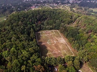 Photos: Mexican volcano crater home to 'unique' football pitch